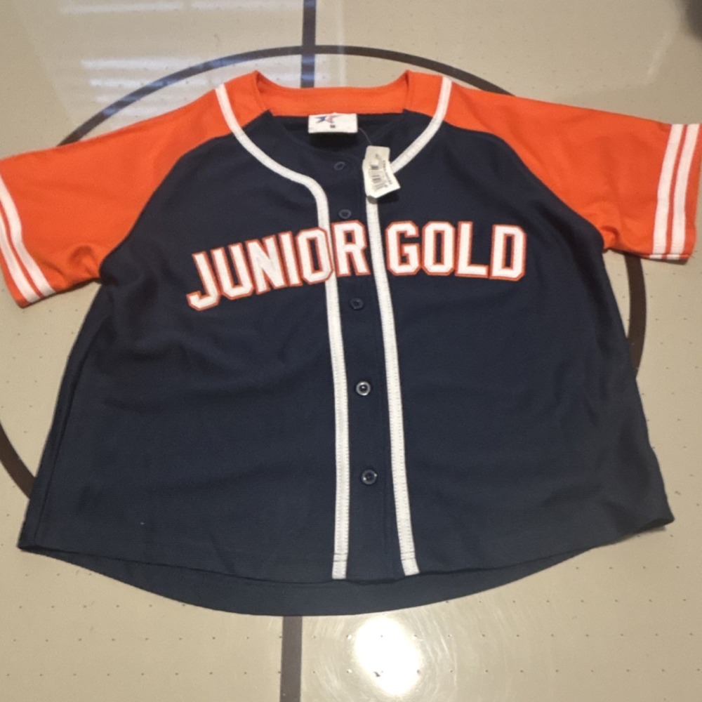 Junior Gold Baseball Jersey Blue Orange M Womens  Team Sportswear Athletic Shirt